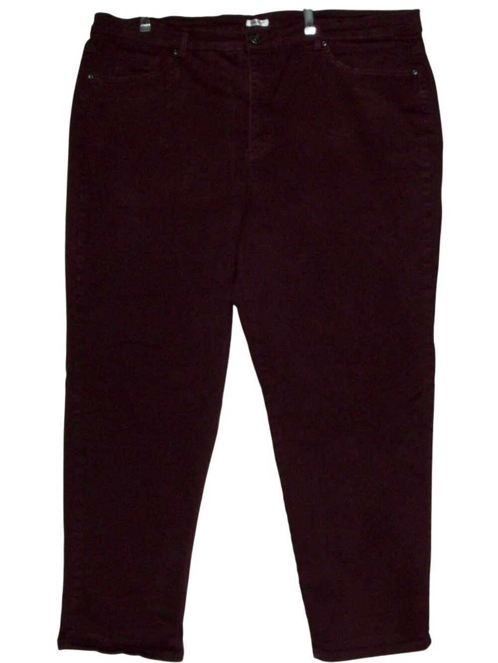 Basic Editions Jeans Plus 24W x 30" Wine Burgundy 5-pocket High Rise Classic Fit